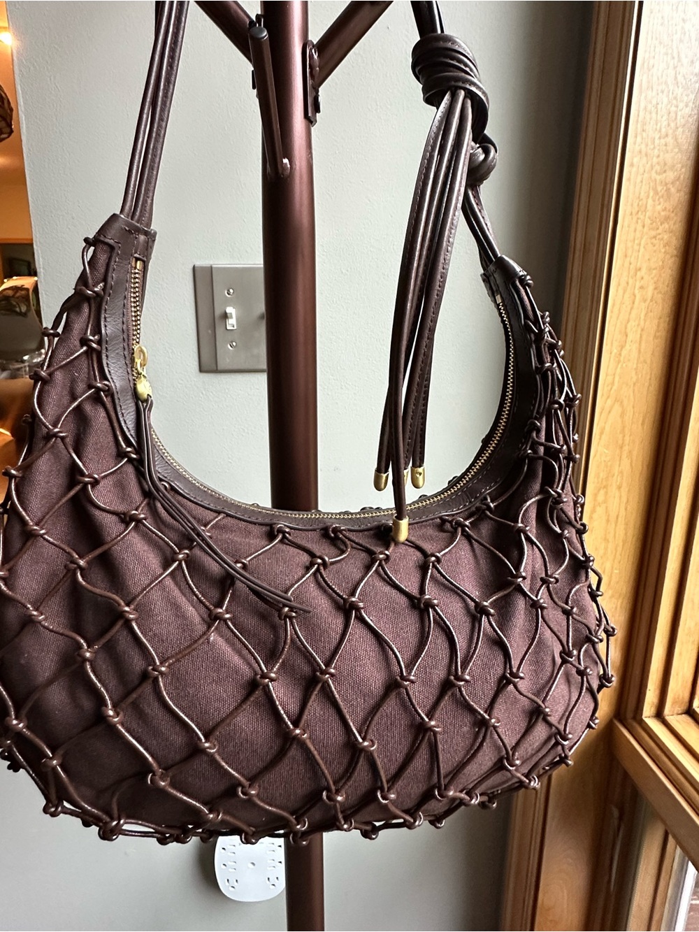 HOBO Chocolate Brown Knotted Shoulder Bag